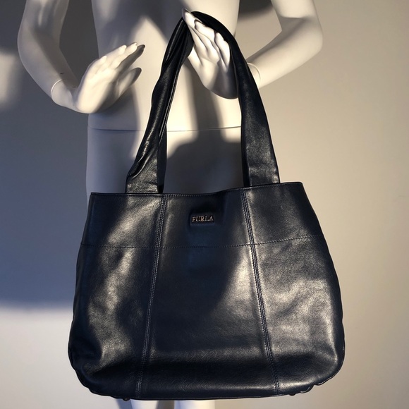 FURLA Blue Leather Handbag with Bow - Picture 2 of 6